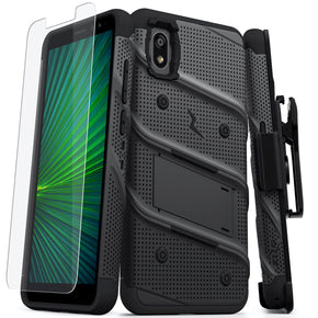 Alcatel Apprise/Bonus Bolt Series Combo Case (with Kickstand, Holster, and Tempered Glass)