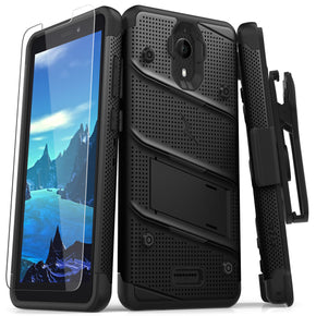 Alcatel Insight Bolt Series Combo Case (with Kickstand, Holster, and Tempered Glass)