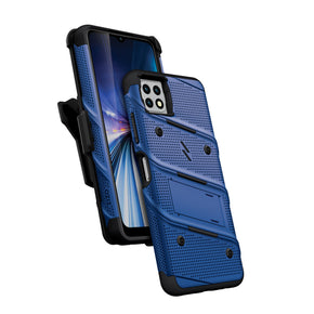 Samsung Galaxy A22 5G / Boost Celero 5G Bolt Series Combo Case (with Kickstand, Holster, and Tempered Glass) - Blue / Black