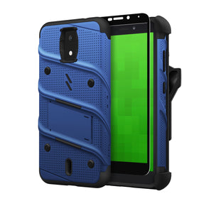 Cricket Debut Bolt Series Combo Case (with Kickstand, Holster, and Tempered Glass) - Blue / Black