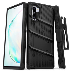 Samsung Galaxy Note 10 Bolt Series Combo Case (with Kickstand, Holster, and Tempered Glass)