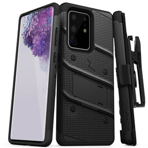 Samsung Galaxy S20 Ultra (6.9) Bolt Series Combo Case [with Kickstand, Holster, and Tempered Glass]