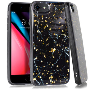 Apple iPhone 8/7/SE (2022)/SE (2020) Chrome Flake Marble Design Case - Black