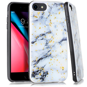Apple iPhone 8/7/SE (2022)/SE (2020) Chrome Flake Marble Design Case - White