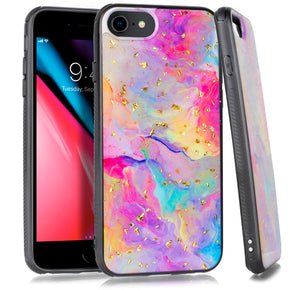 Apple iPhone 8/7/SE (2022)/SE (2020) Chrome Flake Marble Design Case - Rainbow