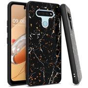 LG K51 Hybrid Marble Design Case With Gold Flakes