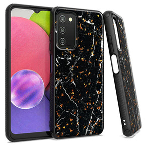 Samsung Galaxy A03s Chrome Flake Marble Design Case - Black