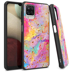 Samsung Galaxy A12 5G Chrome Flake Marble Design Case - Rainbow