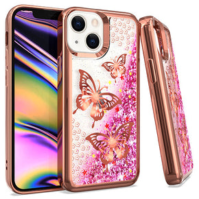Apple iPhone 13 (6.1) Chrome Glitter Motion Design Case - Butterfly