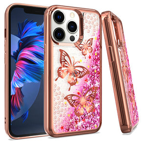 Apple iPhone 13 Pro Max (6.7) Chrome Glitter Motion Design Case - Butterfly