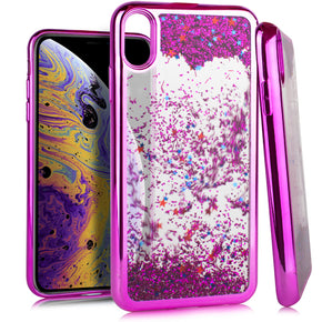 Apple iPhone XS Max 6.5 CHROME Glitter Motion Case Hot Pink