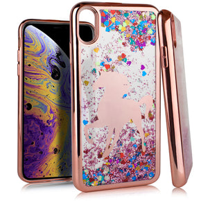 Apple iPhone XS Max CHROME Glitter Motion Case - Unicorn / Rose Gold