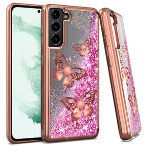 Samsung Galaxy S22 Chrome Glitter Motion Design Case - Butterfly