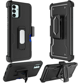 Samsung Galaxy A13 5G 3-in-1 Holster Clip Combo Case (with Card Holder and Magnetic Kickstand) - Black / Black