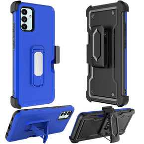 Samsung Galaxy A13 5G 3-in-1 Holster Clip Combo Case (with Card Holder and Magnetic Kickstand) - Blue / Black