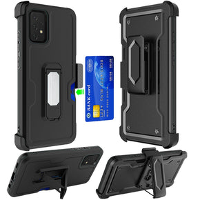 Samsung Galaxy A33 5G 3-in-1 Holster Clip Combo Case (w/ Card Holder and Magnetic Kickstand) - Black