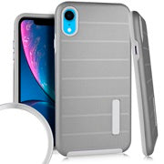 Apple iPhone XR Dotted Texture Hybrid Case - Silver / Grey
