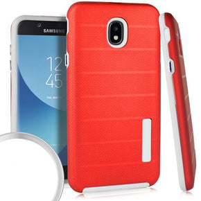 Samsung Galaxy J7 2018 Dotted Texture Hybrid Case - Red