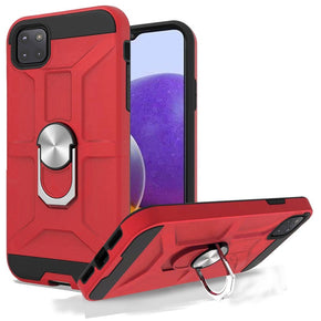 Samsung Galaxy A22 5G / Boost Celero 5G Dynamic Hybrid Case (with Magnetic Ring Stand) - Red/Black