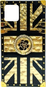 Apple iPhone 12 / 12 Pro (6.1) Pearly Gold Geometric Design Hybrid Case with Bling Ring Stand - #5