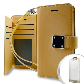 Apple iPhone 8 Plus / 7 Plus Deluxe Trifold Wallet Case - Gold