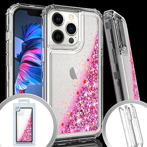 Apple iPhone 14 Pro Max (6.7) Glitter Motion Heavy Duty Transparent Hybrid Case - Clear