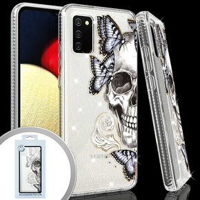 Samsung Galaxy A52 5G IMD Transparent Clear Glitter Design Case - Skull