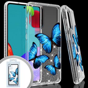 Samsung Galaxy A52 5G IMD Transparent Clear Glitter Design Case - Butterflies