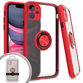 Apple iPhone 11 (6.1) Magnetic Ringstand 3 Transparent Smoke Case - Red