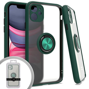 Apple iPhone 11 (6.1) Magnetic Ringstand 3 Transparent Smoke Case - Dark Green