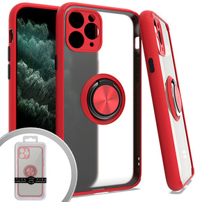 Apple iPhone 11 Pro Max (6.5) Magnetic Ringstand 3 Transparent Smoke Case - Red