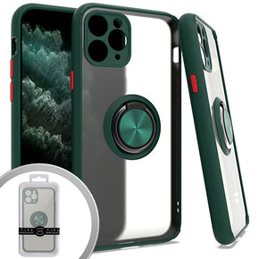 Apple iPhone 11 Pro Max (6.5) Magnetic Ringstand 3 Transparent Smoke Case - Green