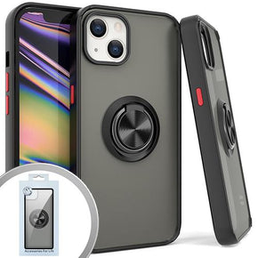 Apple iPhone 13 mini (5.4) Magnetic Ringstand 3 Transparent Smoke Case - Black