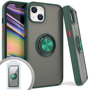 Apple iPhone 13 mini (5.4) Magnetic Ringstand 3 Transparent Smoke Case - Dark Green