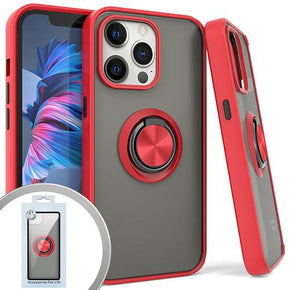 Apple iPhone 13 Pro Max (6.7) Magnetic Ringstand 3 Transparent Smoke Case - Red