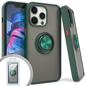 Apple iPhone 13 Pro Max (6.7) Magnetic Ringstand 3 Transparent Smoke Case - Dark Green