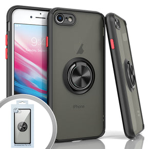 Apple iPhone 7/8/SE (2022)(2020) Magnetic Ringstand 3 Transparent Smoke Case - Black