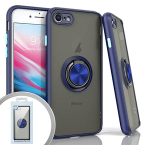 Apple iPhone 7/8/SE (2022)(2020) Magnetic Ringstand 3 Transparent Smoke Case - Blue