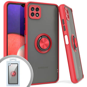 Samsung Galaxy A22 5G / Boost Celero 5G Magnetic Ringstand 3 Transparent Smoke Case - Red