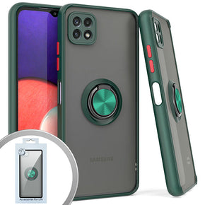 Samsung Galaxy A22 5G / Boost Celero 5G Magnetic Ringstand 3 Transparent Smoke Case - Green