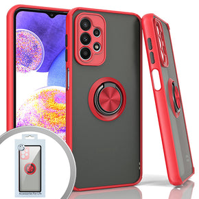 Samsung Galaxy A23 5G Magnetic Ringstand 3 Transparent Smoke Case - Red