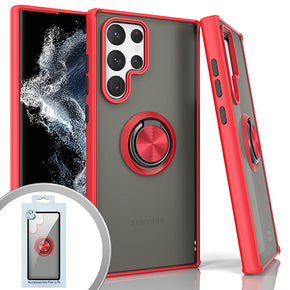 Samsung Galaxy S23 Ultra Magnetic Ringstand 3 Transparent Smoke Case - Red