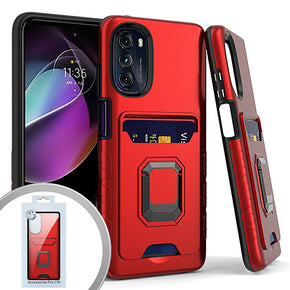 Motorola Moto G 5G (2022) Magnetic Ring Stand 7 Hybrid Case - Red