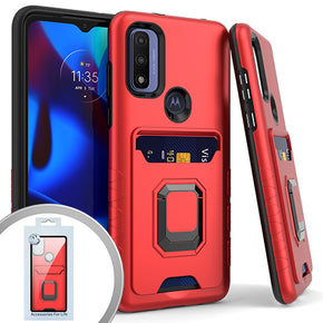 Motorola Moto G Pure / Moto G Power (2022) Magnetic Ring Stand 7 Hybrid Case - Red