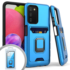 Samsung Galaxy A03s Magnetic Ringstand 7 Hybrid Case (w/ Card Holder) - Blue