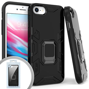 Apple iPhone 8/7/ SE (2020)(2022) Magnetic Ring Stand 8 Hybrid Case - Black