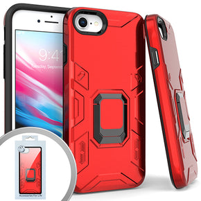 Apple iPhone 8/7/ SE (2022)(2020) Magnetic Ring Stand 8 Hybrid Case - Red