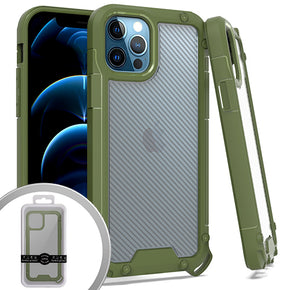 Apple iPhone 12 / 12 Pro (6.1) PROZIN CARBON Hybrid Case - Army Green