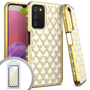 Samsung Galaxy A03s Spot Diamond Design Hybrid Case - Beige