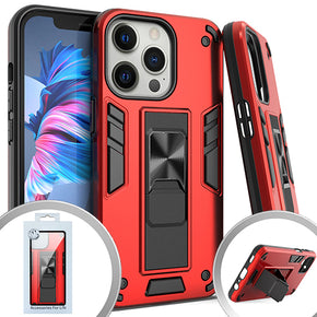 Apple iPhone 13 Pro Max (6.7) SLIDE Stand Magnetic Hybrid Case - Red